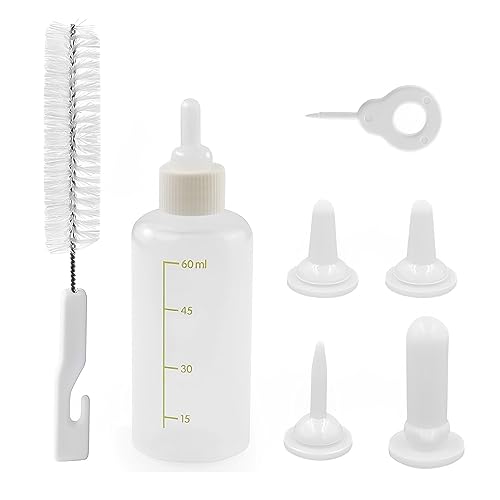 Dxlam Pet Nursing Bottles kit for Cats and Dogs, Bubble Milk Bowl Silicone Feeding Nipple for Newborn Kittens, Puppies, Rabbits, Small Animals