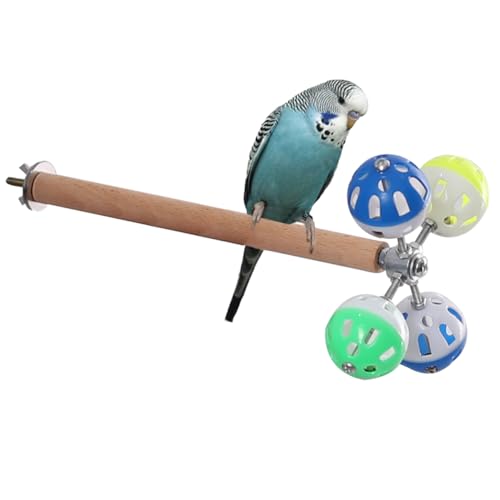 Stand Perch Toy with Rotating Balls for Birds, Parakeets, Parrots, Cockatiels, Budgies, Budgerigars, Parrotlets, Lovebirds, Ringnecks, Conures