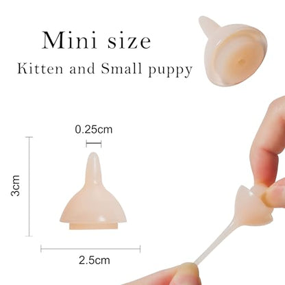 Bubble milk bowl Silicone Feeding Nipple and Syringes for Newborn Kittens, Puppies, Rabbits, Small Animals Dongdong pet (1 Bottle+2 Mini Pink Nipples+4 Syringes)