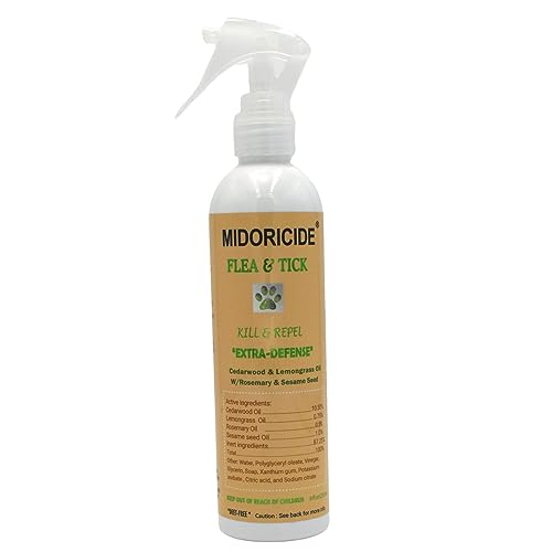 Midoricide Dog Extra Defense Flea and Tick Control Spray - to Kill and Repel Ticks and Fleas -8oz for Dogs and Horses