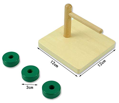 BST Toys- Montessori Material Math Kids Sensory Preschool Teaching Learn Discs on Horizontal Dowel Education Wooden Toys (Discs on Horizontal)