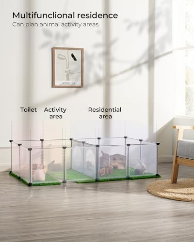 DINMO Pet Playpen, Small Animal Playpen Indoor, Exercise Fence, Interesting Game Holes Design for Small Animals, Hamsters, Rabbits, Hedgehogs, Ferrets, DIY, Expanded, Portable