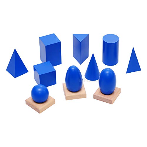 Elite Montessori Geometric Solids with Stands Wooden Education Preschool Learning Materials
