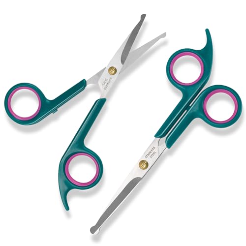 PINKIELINK (2PCS) Pet Grooming Scissors, Horse Grooming Shears for Main and Tail, Dog Grooming Scissors, Sharp Stainless Steel Blade With Round Tips - Safety Fur Trimming for Dogs, Cats, Horses