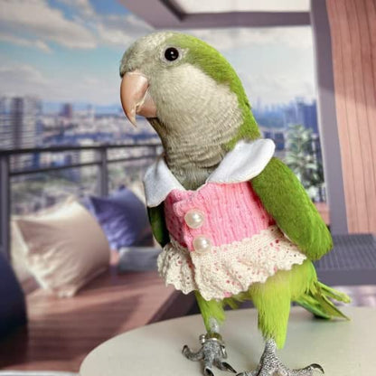 Bird Costume Bird Diaper Flight Suit Bird Pink Top Bird Clothes Cosplay Photo Prop for Parrots Lovebird Parakeet Cockatiel Small Animals Apparel (Necked Parakeet)