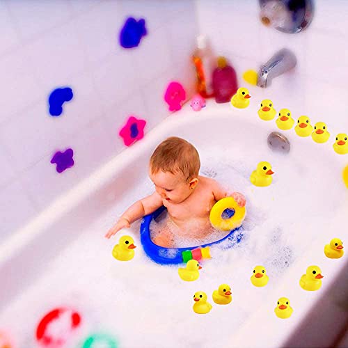 CICITOYWO Yellow Rubber Ducks, 10pcs Preschool Bath Toys Bathtub Floating Squeaky Duckies Gift for Baby Shower Infants Kids Toddler Party Decoration