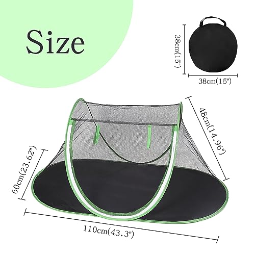 OUDDODU Outdoor Cat Enclosure Pet Tent for Bearded Dragon, Cats, and Small Animals; Indoor Playpen Portable Outside Exercise Tent with Carry Bag (Green)