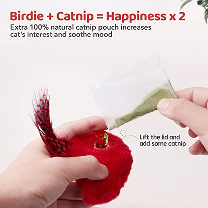 Potaroma Cat Toys Chirping Birds 2 Pcs with Catnip SilverVine, Interactive Cat Kicker, Lifelike Birdie Tweets, Indoor Kitty Kitten Exercise Toys 4.0"