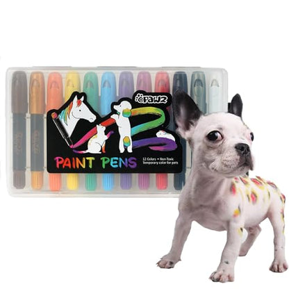 OPAWZ 12pcs Pet Paint Pen, Temporary Dog Hair Dye, Non-Toxic Dog Safe Color Crayons, Washable Pet Hair Dye, Marking Paint for Dogs Cats Birds and Horses