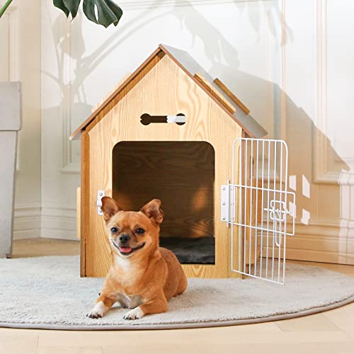 Dog House Indoor Kennel, for Small Dogs or Other Small Animals Such as Cats and Rabbits, Wooden Detachable, with Air Vents and Elevated Floor (Color-1)