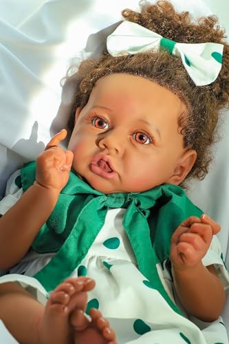 COSYOVE Reborn Baby Dolls Black Girl -Saskia, 23 Inches Realistic Baby Dolls with Lifelike African American Vinyl Body-Newborn Baby Doll Gift Set for Kids Age 3+