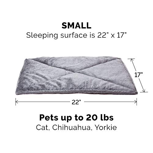 Furhaven ThermaNAP Self-Warming Cat Bed for Indoor Cats & Small Dogs, Washable & Reflects Body Heat - Quilted Faux Fur Reflective Bed Mat - Gray, Small