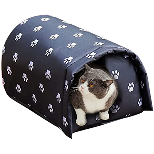 YOMEESOUL Outdoor Feral Cat House Winter,Weatherproof Waterproof Rainproof Foldable Cotton Filled Thicken Stray Feral Cats Dogs Tent Shelter Home Keep Warm Outdoor Indoor Garden (Medium - 2 Cats)