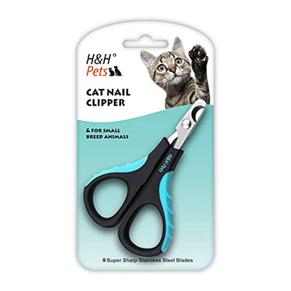 H&H Pets Cats and Dogs Nail Clippers Series - Razor Sharp Blades Sturdy Non Slip Handles - Cats & Dog Accessories Professional at Home Grooming - Stainless Steel - XS (Cats & Birds)