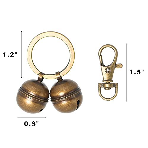 Copper Bells for Dog Collars with Snap Clips - Made of Pure Copper for Dogs/Cat - Clear Sound & No Rust - Save Birds Wildlife, Know Where Your Pet Christmas Sounds