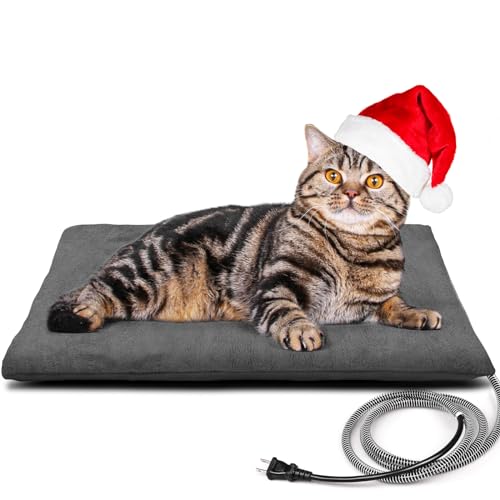 Kiroto Outdoor Cat Heating Pads, Pet Heated Bed Mat for Cats, Electric Warming Blanket Waterproof for Outside Feral Cat, Dog Hosue Pads, M 20" x 16"