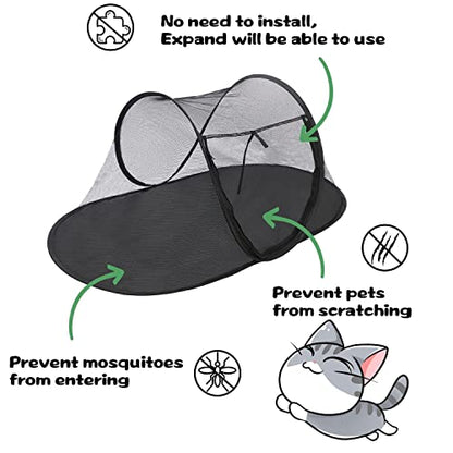 Cat Tent Outdoor, Pet Enclosure Tent Suitable for Cats and Small Animals, Indoor Playpen Portable Exercise Tent with Carry Bag（Black）