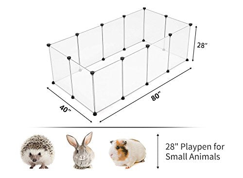 Tespo Pet Playpen, Portable Large Plastic Yard Fence Small Animals, Puppy Kennel Crate Fence Tent, 28 X 20 Inch, White, 12 Panels