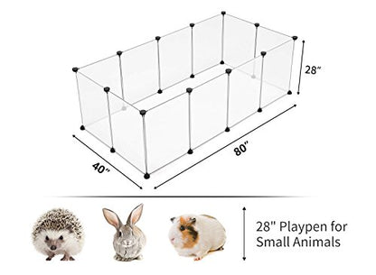 Tespo Pet Playpen, Portable Large Plastic Yard Fence Small Animals, Puppy Kennel Crate Fence Tent, 28 X 20 Inch, White, 12 Panels