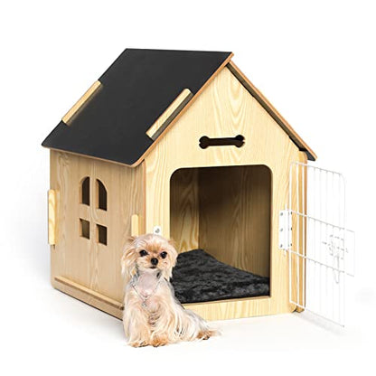 Dog House Indoor Kennel, for Small Dogs or Other Small Animals Such as Cats and Rabbits, Wooden Detachable, with Air Vents and Elevated Floor (Color-1)
