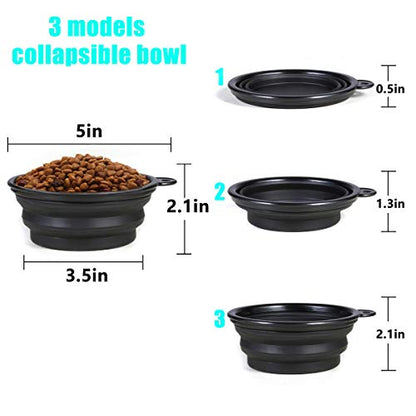 Collapsible Dog Bowl,2 Pack Portable and Foldable Pet Travel Bowls Collapsable Dog Water Feeding Bowls Dish for Dogs Cats and Small Animals,with Lids (Small, Black+White)