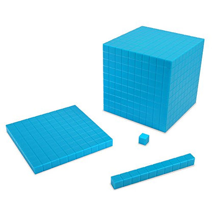 EAI Education Base Ten Intermediate Classroom Set, Blue Plastic | Early Learning Math Manipulative for Counting, Number Concepts and Place Value - 844 Pieces