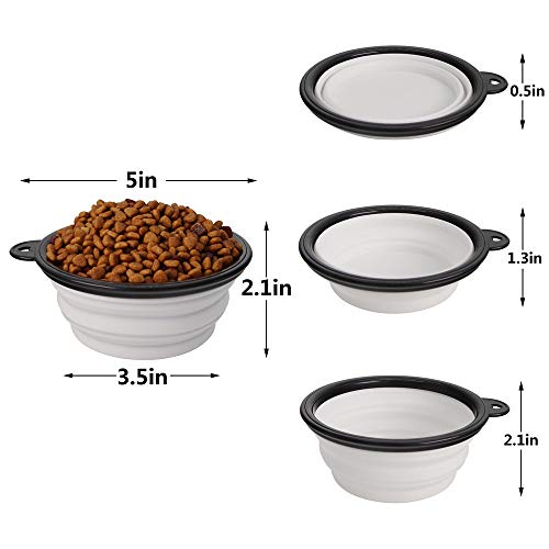 Dog Bowl Pet Collapsible Bowls,2 Pack Portable and Foldable Pet Travel Bowls Collapsable Dog Water Feeding Bowls Dish for Dogs Cats and Small Animals, (Small, Black+White)