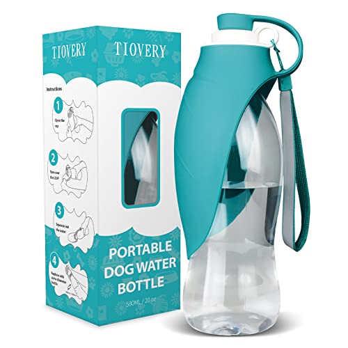 TIOVERY Dog Water Bottle for Walking, Pet Water Dispenser Feeder Container Portable with Drinking Cup Bowl Outdoor Hiking, Travel for Puppy, Cats, Hamsters, Rabbits and Other Small Animals 20 OZ