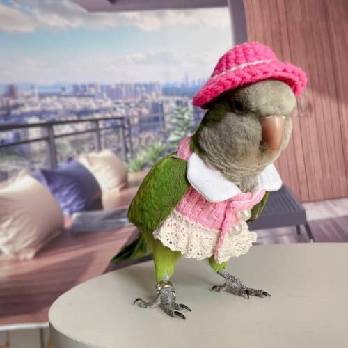 Bird Costume Bird Diaper Flight Suit Bird Pink Top Bird Clothes Cosplay Photo Prop for Parrots Lovebird Parakeet Cockatiel Small Animals Apparel (Necked Parakeet)