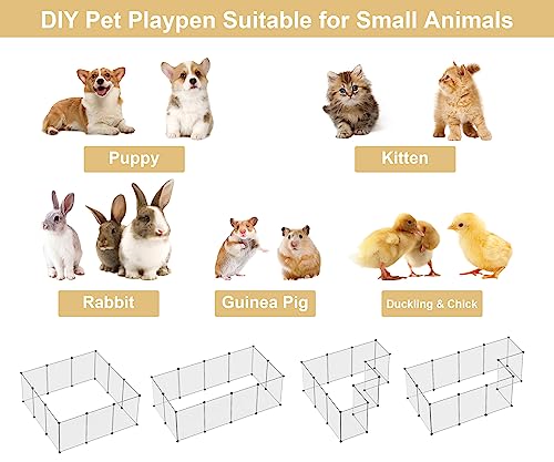 Pet Playpen,Puppy Playpen Transparent Small Animals Playpen, Pet Fence Yard Fence for Puppy,Bunny,Guinea Pigs,Ferrets,Mice,Hamsters,Hedgehogs,Turtles