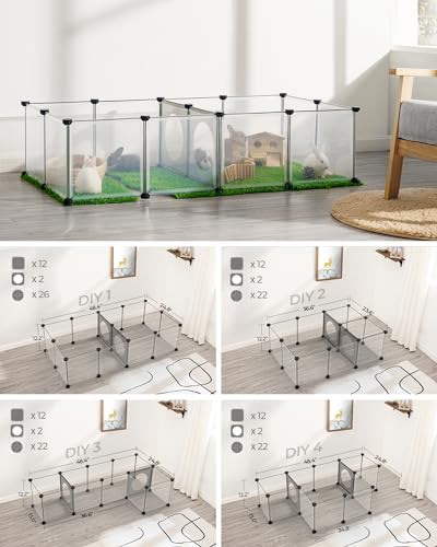 DINMO Pet Playpen, Small Animal Playpen Indoor, Exercise Fence, Interesting Game Holes Design for Small Animals, Hamsters, Rabbits, Hedgehogs, Ferrets, DIY, Expanded, Portable