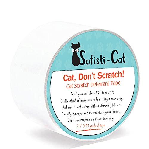 Sofisti-Cat Training Tape, Cat Tape for Furniture, Cat Scratch Deterrent for Furniture, Keep Cats from Scratching Furniture with Our Double -Sided Tape Cat Repellent