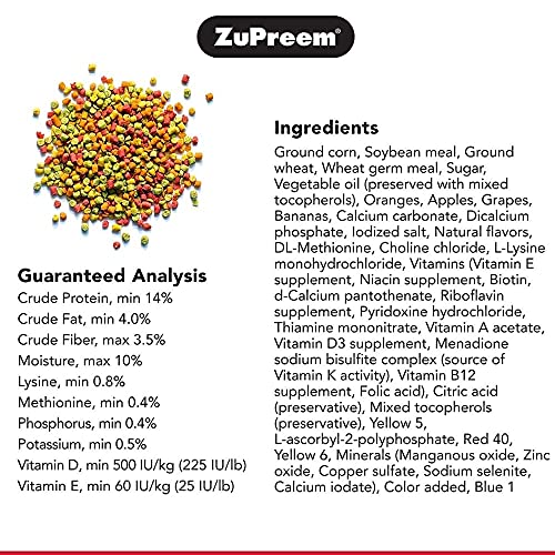 ZuPreem FruitBlend Flavor Pellets Bird Food for Small Birds, 2 lb - Daily Blend Made in USA for Parakeets, Budgies, Parrotlets