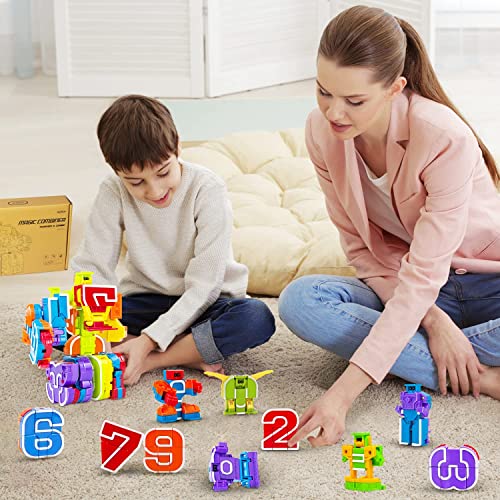 Lydaz Number Bots Math Toys for Kids, Preschool Learning Activities Games Toys, Number Robots Block Autism STEM Education Toys, Classroom Carnival Prizes, Birthday Gifts for Boys 3 4 5+ Years Old
