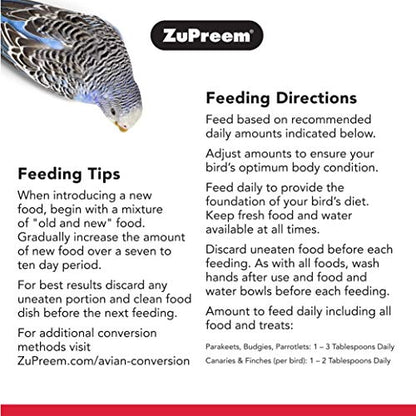 ZuPreem Natural Pellets Bird Food for Small Birds, 2.25 lb (Pack of 1) - Made in USA, Essential Nutrition for Parakeets, Budgies, Parrotlets