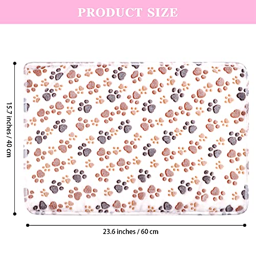 Pedgot 6 Pieces 60 x 40 cm Paw Print Pet Blanket Fluffy Dog Cat Blanket Soft and Warm Sleep Mat Pad for Small Animals (Brown, White, Pink)