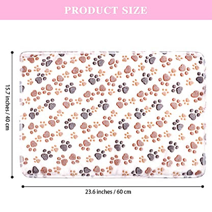 Pedgot 6 Pieces 60 x 40 cm Paw Print Pet Blanket Fluffy Dog Cat Blanket Soft and Warm Sleep Mat Pad for Small Animals (Brown, White, Pink)