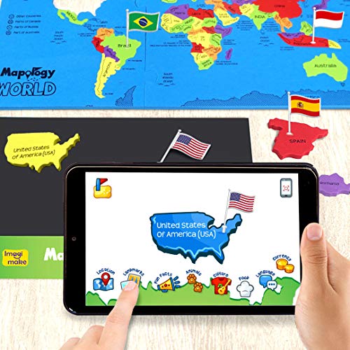 Imagimake Mapology World Puzzle Game - Interactive Map - Geography for Kids - Learning & Education Toys - Gift for 8, 9, 10, 11, 12 Year Old Boys & Girls