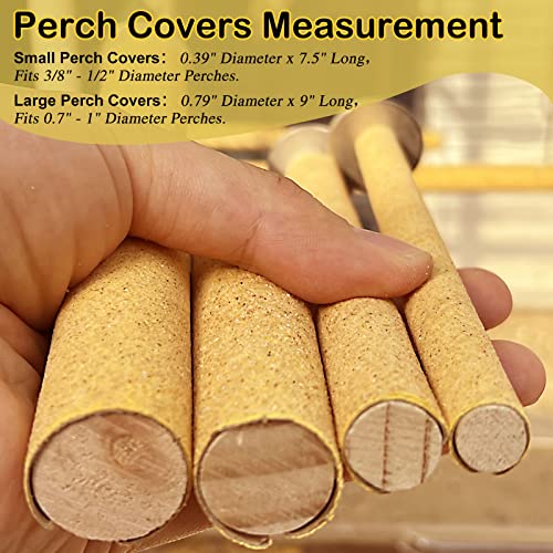 S&X Sand Perch Covers for Parakeets Canaries Finches & Other Small Birds, 6-Pack Bird Perch Covers Sandpaper