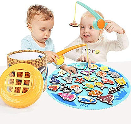 TOP BRIGHT Montessori Toddler Fishing Game - Kids Wooden Magnetic Fishing Toys Gifts for 3 Years Old Girls Boys