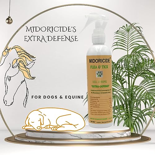 Midoricide Dog Extra Defense Flea and Tick Control Spray - to Kill and Repel Ticks and Fleas -8oz for Dogs and Horses