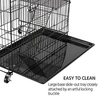 Yaheetech Collapsible 3-Tier Metal Wire Pet Cat Kitten, Larger Heavy Duty Ferret Pet Cage with Brake Casters/Hammock/Bed/Ramp Ladder/Tray, Pet Home Ideal for Small Animals Like Ferret/Chinchilla