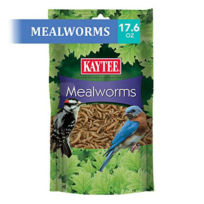 Kaytee Wild Bird Food Mealworms For Bluebirds, Wrens, Robins, Chickadees, Woodpeckers, Cardinals & Chickens, 17.6 Ounce