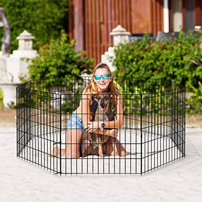24/30/36/42/48 Inch Pet Playpen Puppy Playpen Dog Exercise Pen Indoor Outdoor Folding Dog Fence for Small Animals 8 Panel
