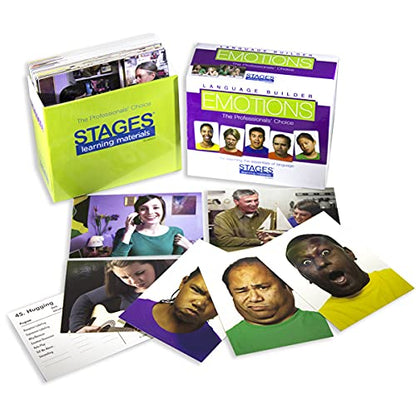 Stages Learning Materials Language Builder Emotion Picture Cards Expressions, Conversation, and Situation Photo Cards for Autism Education, ABA Therapy