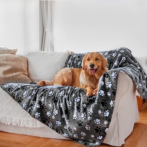 AIWEK Waterproof Pet Blanket Dog Blankets, Pattern Printing Super Soft Warm Fluffy Facecloth Sofa Car Bed Protector, Urine Proof Washable Outdoor Pet Blanket for Puppy Large Dogs & Cats 40 * 30