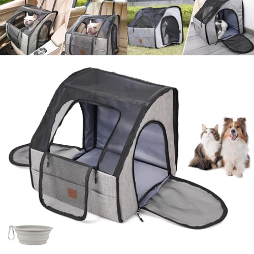 Portable Soft Sided Pet House, 18Inch Multi-Purpose Cats Cage Dogs Crate Cat Kennel for Cats Dogs Small Animals with Bowl for Travel, Indoor, Outdoor