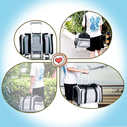 Cat Dog Carrier - Airline Approved Expandable Soft-Sided Pet Carrier with Removable Fleece Pad and Pockets, for Cats/Puppy and Small Animals Large(2 side expandable)