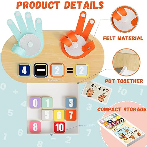 TOP BRIGHT Kids Math Manipulatives Homeschool Supplies, Learning Toys for Toddlers 2-4 Years, Math Game Number Blocks Montessori Toys for 3 4 5 Year Old Boys Girls Preschool Kindergarten