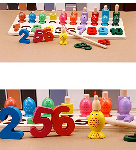 Montessori Baby Learning Count Numbers Early Education Teaching Aids Wood Digital Shape Match Toy Fishing Game Children Math Toys